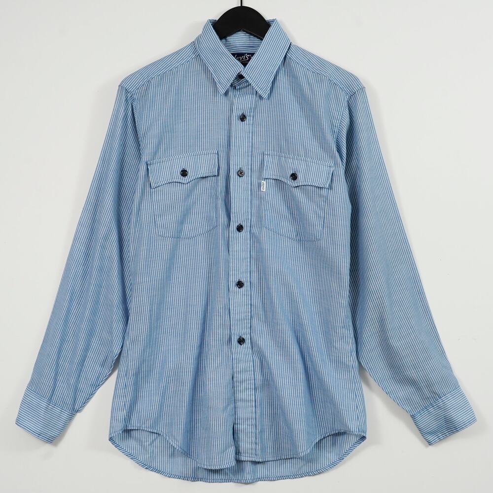 Vintage LEVI'S White Tab Blue Striped Button Down Shirt Men's M